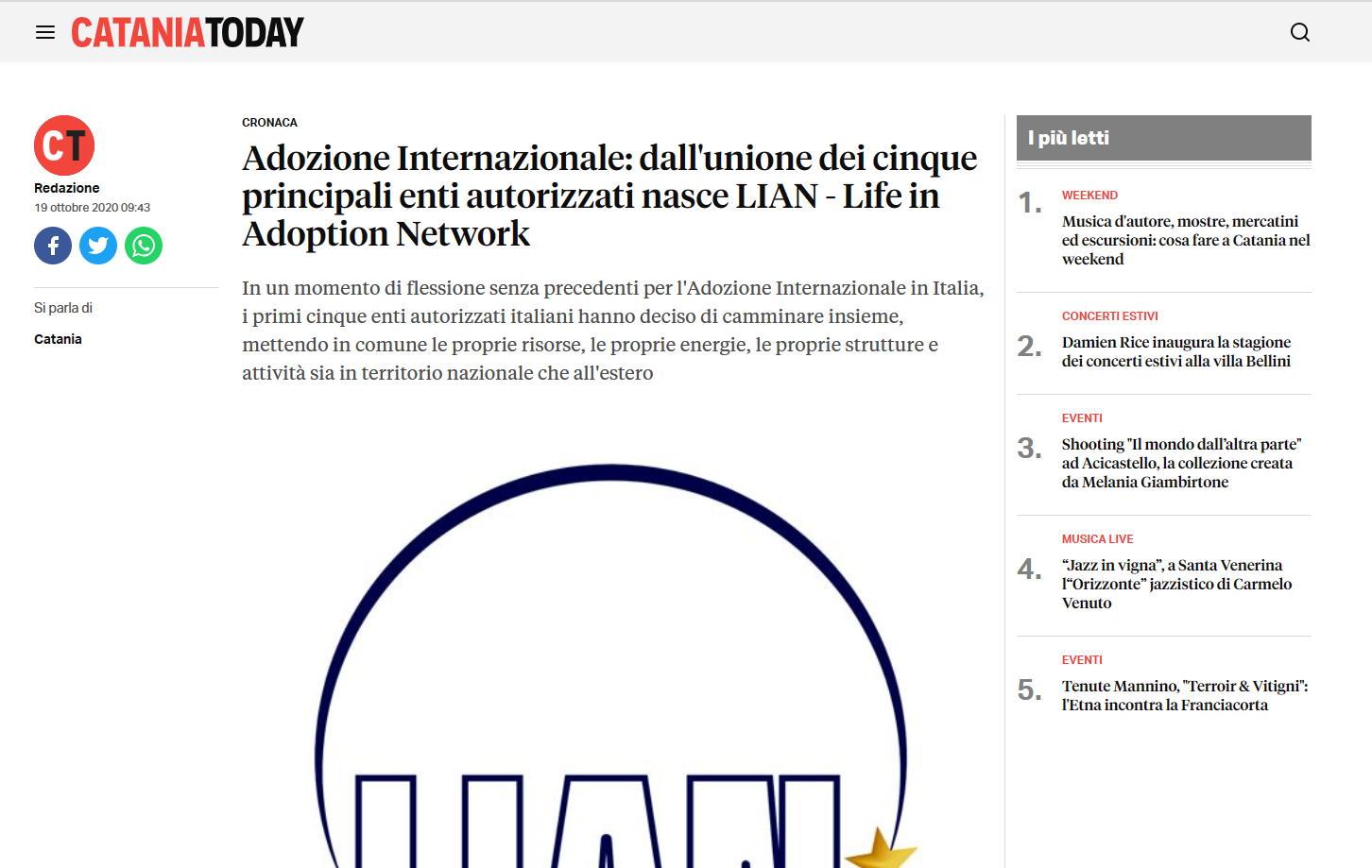 CATANIA TODAY – 19 OTTOBRE 2020