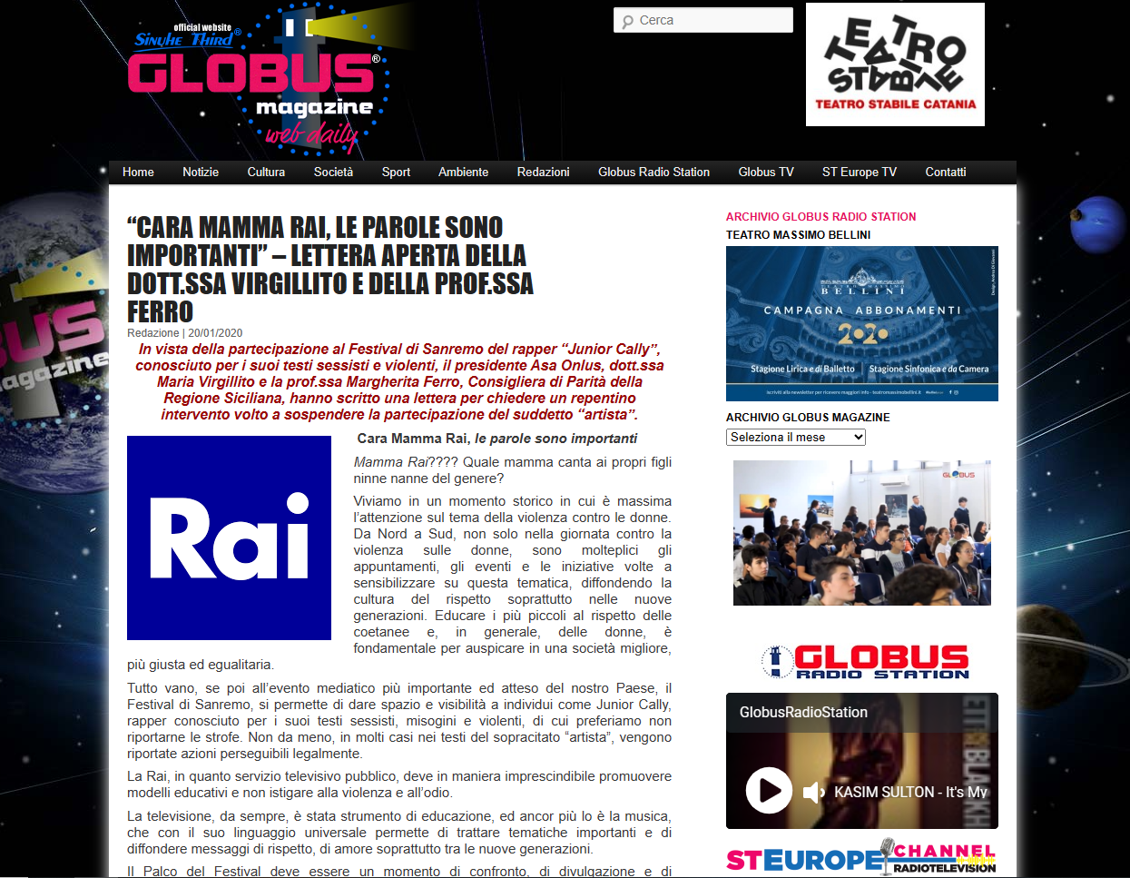 GLOBUS MAGAZINE – 20 GENNAIO 2020
